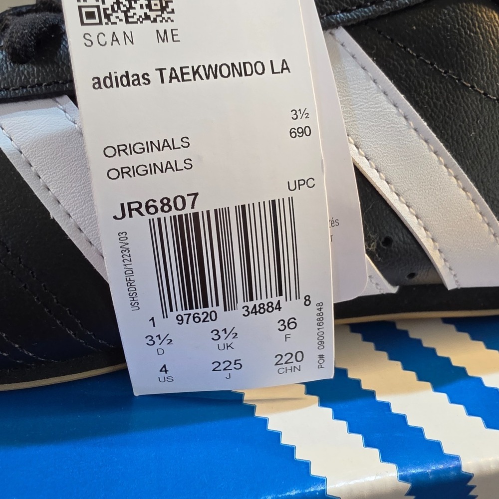 New Adidas Taekwondo Lace J Kids Size 4 Black/White Unisex JR6807 - Picture 7 of 10